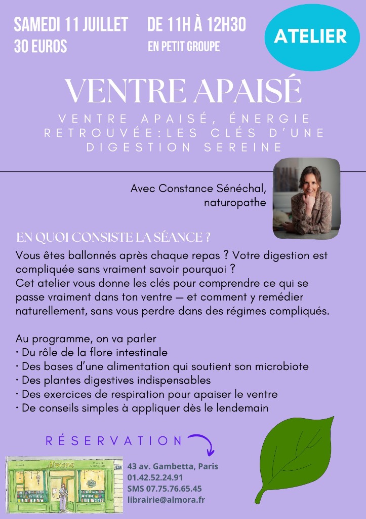 illustration Atelier:  Ventre apaisé, énergie retrouvée : les clés d’une digestion sereine (Chez Almora Paris 20e)