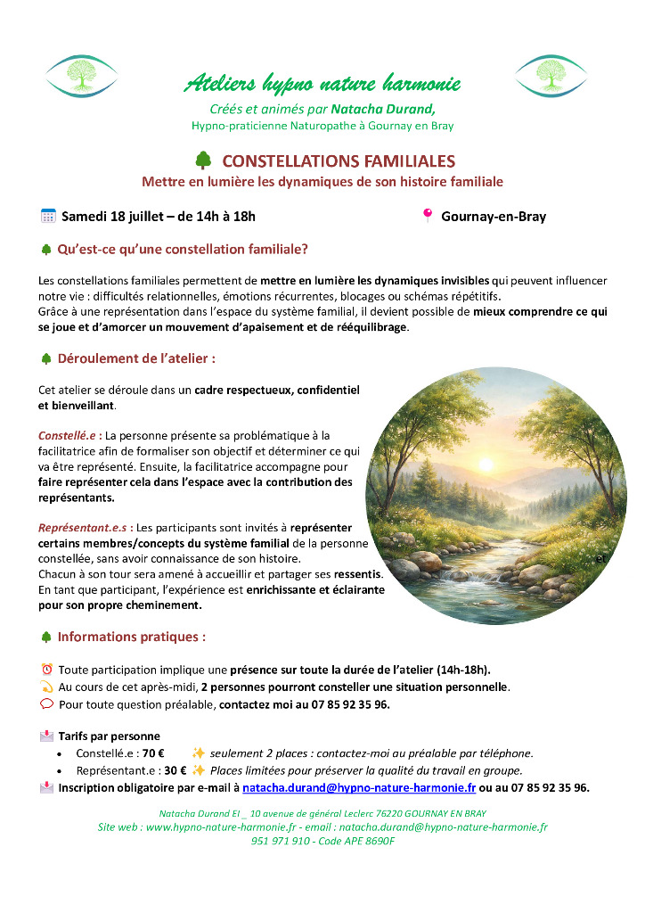 illustration Constellations familiales le 18 juillet à Gournay en Bray
