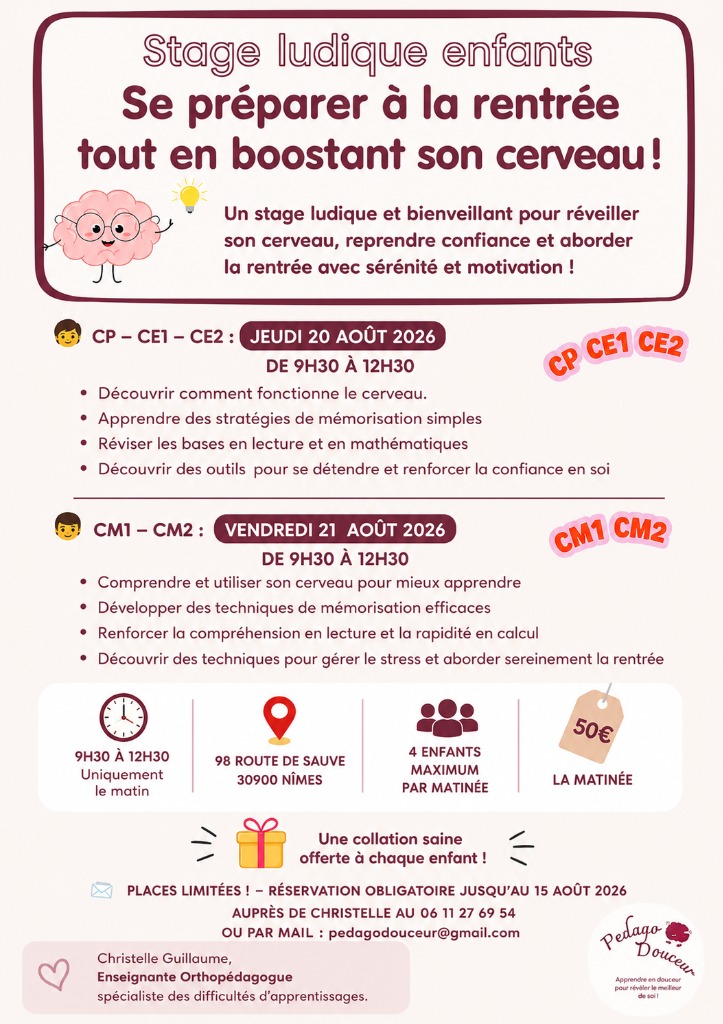 illustration Stage ludique pour préparer la rentrée scolaire !