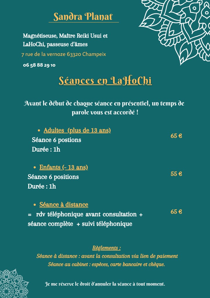 illustration Tarifs des séances en LaHoChi - Adultes et enfants