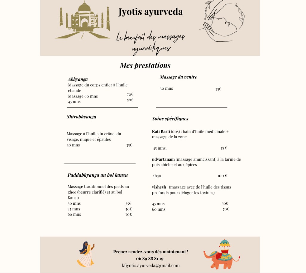 illustration Massages proposés et tarifs