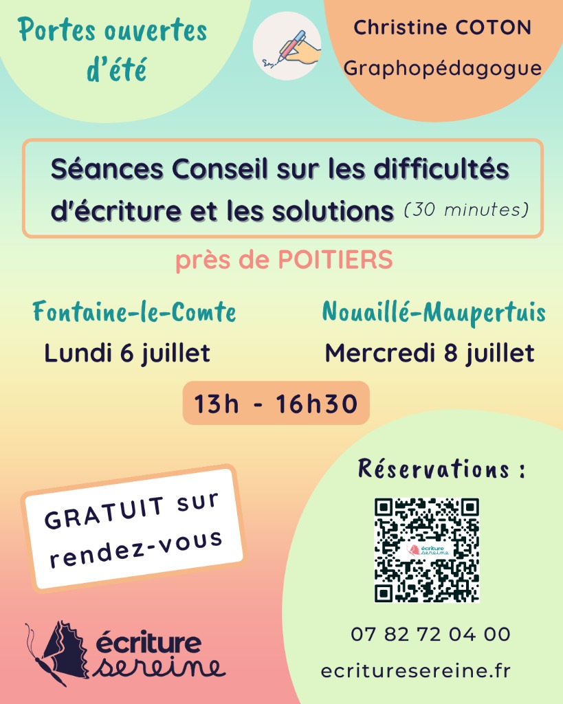 illustration Portes Ouvertes - Séances conseil gratuites / difficultés écriture et solutions
