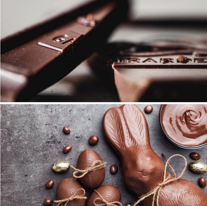 illustration Les vacances de Pâques sont là, quel plaisir de croquer dans un morceau de chocolat !