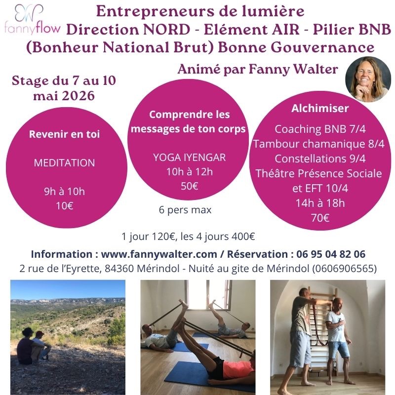 illustration Stage Yoga Iyengar & coaching BNB (Bonheur National Brut) 7-10/05/2026 à Mérindol (84)